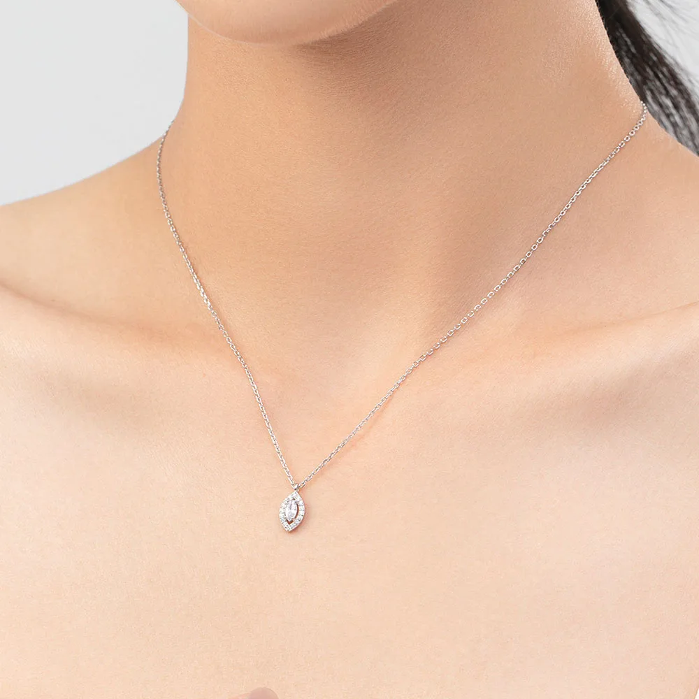 Apexelle Brand Luxury Jewelry 925 Sterling Silver Necklaces Marquise Shine Zircon Pendant Necklace For Women Fine Jewelry