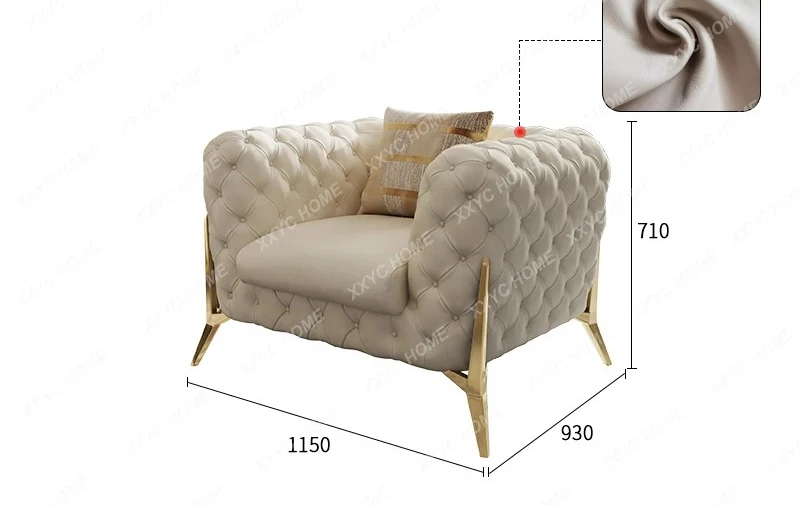 

Cream style leather sofa luxury American living room combination sofa