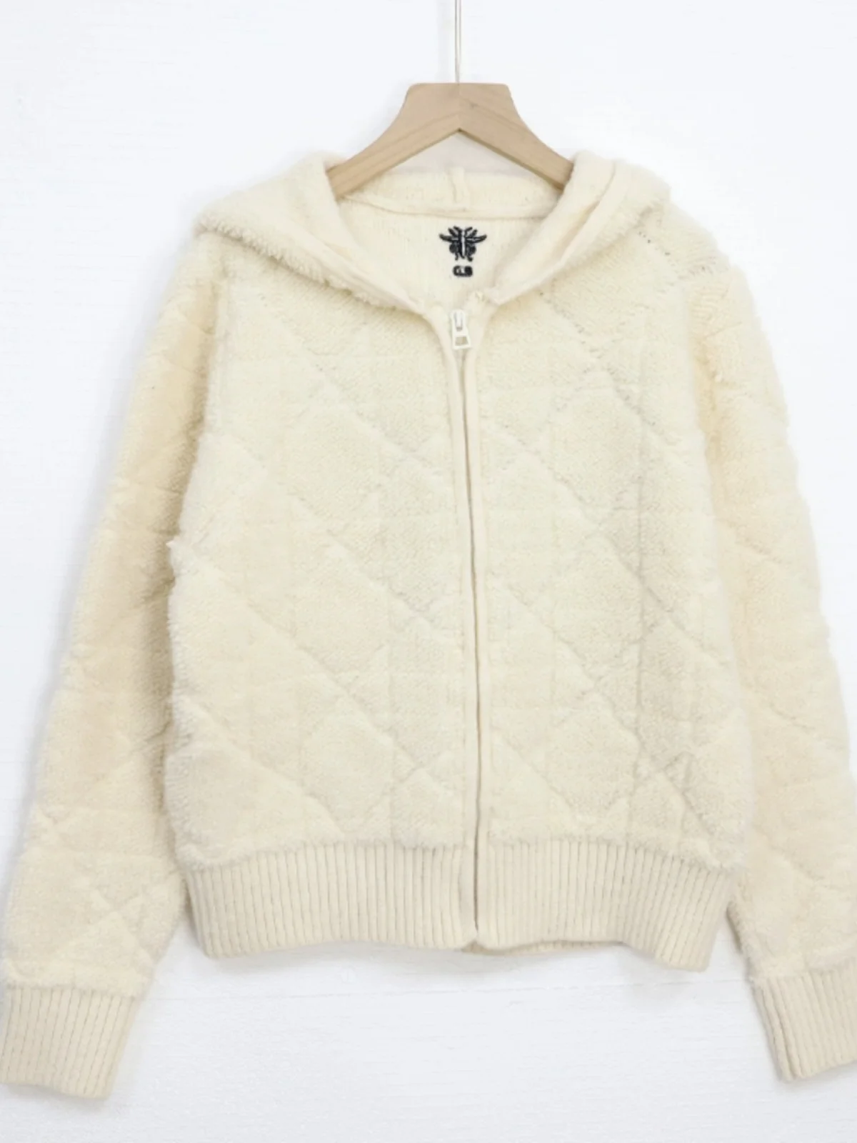 

Ort Вязаный кардиган на молнии Particle Fce, повседневный свитер, женский свободный свитер для поездок на работу, однотонный, корейская версия