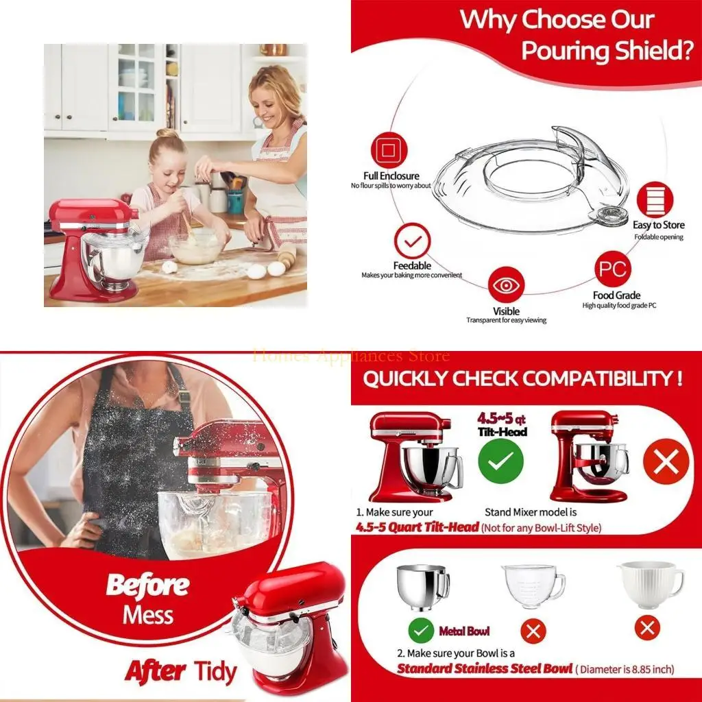 

D0AB Professional Splash Protector For Kitchen Stand Mixer Use Family Baking Essential Accessory Scratch Resistant Cover