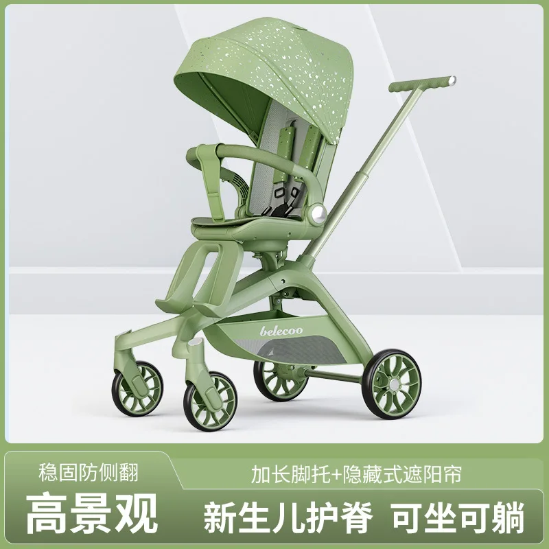 عربة أطفال Belecoo ذات مناظر طبيعية عالية وخفيفة الوزن وقابلة للطي وممتصة للصدمات ثنائية الاتجاه #1