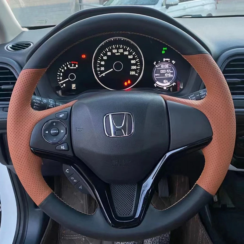 Customized Car Steering Wheel Braid Cover for Honda Fit Jazz 2014 Microfiber Leather on Car Wheel Steering Car Interior