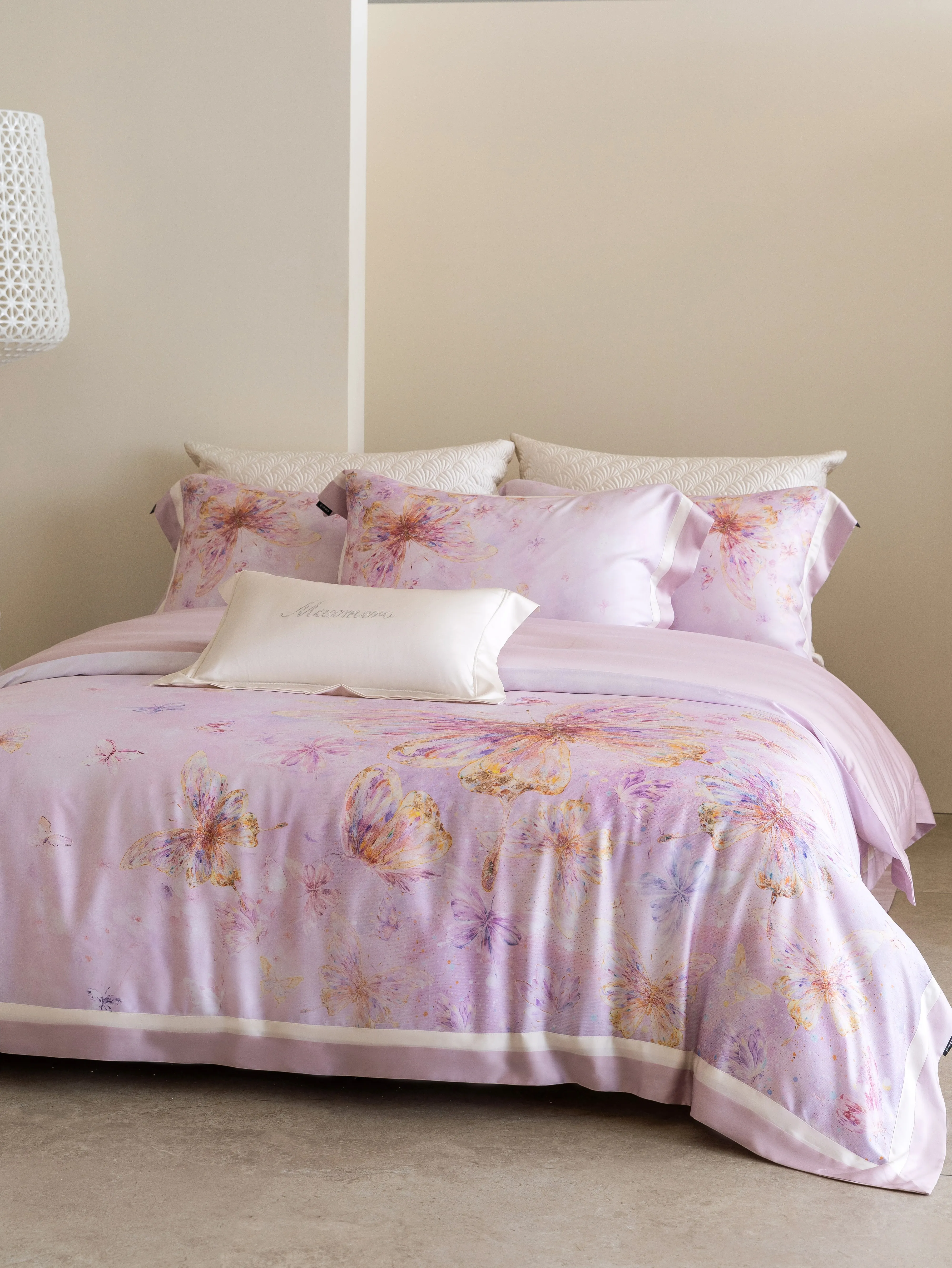 100% Australian Cotton Pink Butterfly Floral Bedding Set Luxury Silky Soft Duvet Cover 4Pcs Bedding Linens King Queen Full Size