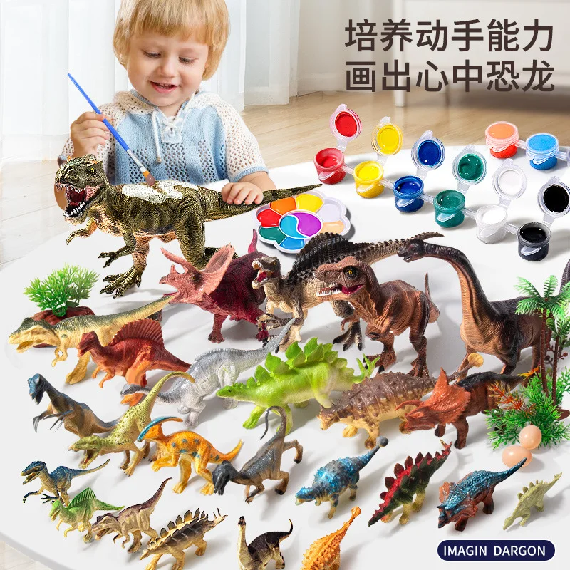 Graffiti Dinosaur Toys DIY animal Painting Set Crafts Paint Art Sets Kids WithOwn Kit  festival birthday Kid gift Toy