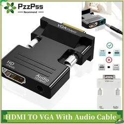 With HDMI Female to VGA Male Converter Audio Adapter Cable for Projector HD Computer Set-Top Box