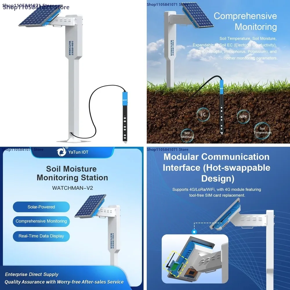 4G Solar Soil Probe Humidity Temperature NPK PH EC Salinity Sensor Element 10/20/30/40/60/70cm for Smart Agriculture