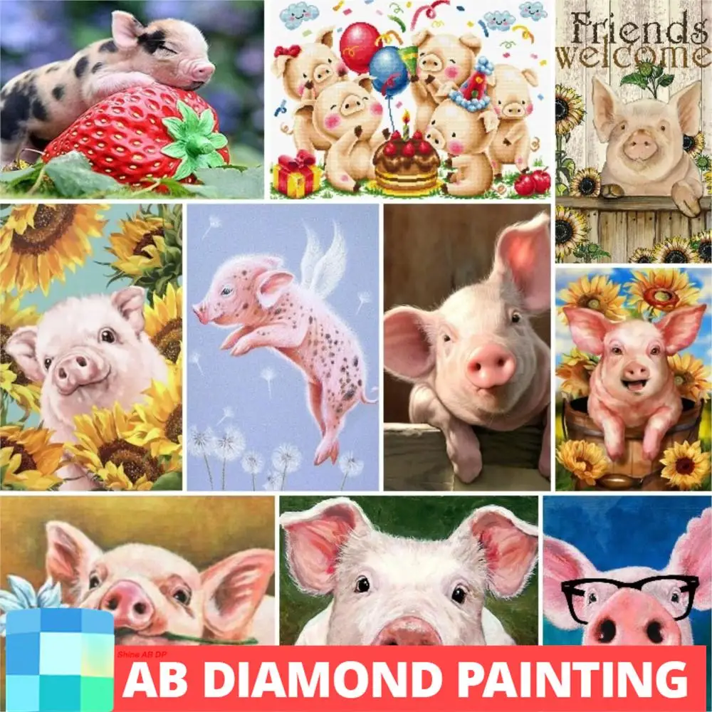 AB Northern Lights Pintura Diamante, Porco Bonito, Mosca em Flores, Ponto Cruz, Mosaico Bordado Imagem, Arte Criativa, Home Decor