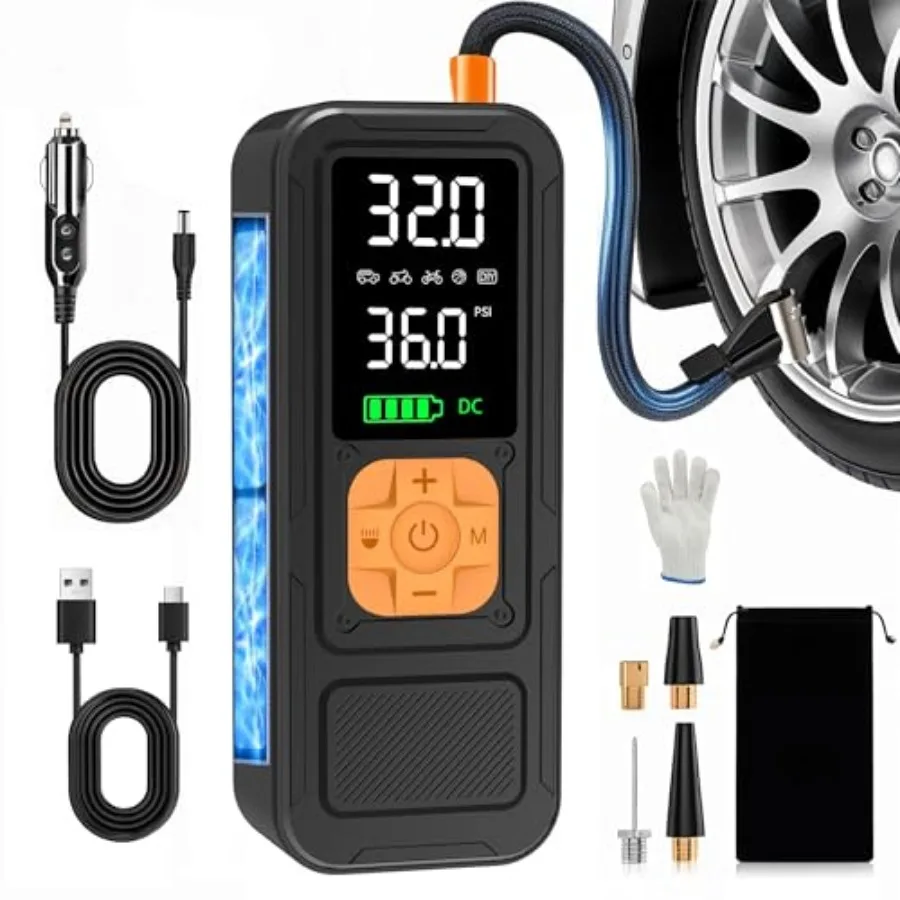 

Y34 Tire Inflator Portable Air Compressor4X Faster Inflation Cordless/12V DC 150PSI Air Pump for Car Tires with Digital Pressur
