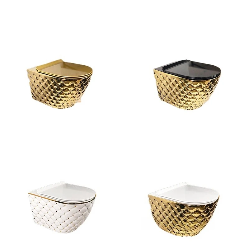 The new wall-hung toilet is a gold-plated suspended horizontal toilet