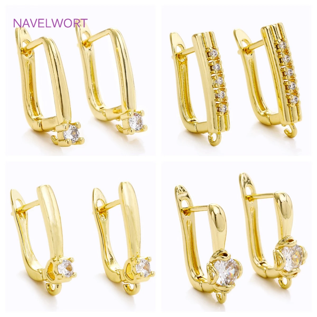 18K Gold Plated Brass Anti-Allergy Earring Hooks Clasps Shvenzy Ear Wire Earring Hook For DIY Earring Jewelry Making Fittings