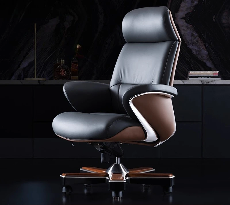 Light luxury leather boss office chair cowhide comfortable swivel chair computer chair