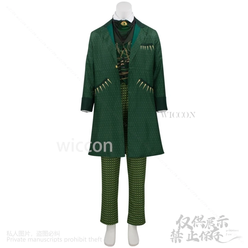 Anime Movie The Wizard Witch Pantaloni Cosplay Cappotto verde Uniforme Parrucche per uomo Halloween Festa di Natale Gioco di ruolo personalizzato