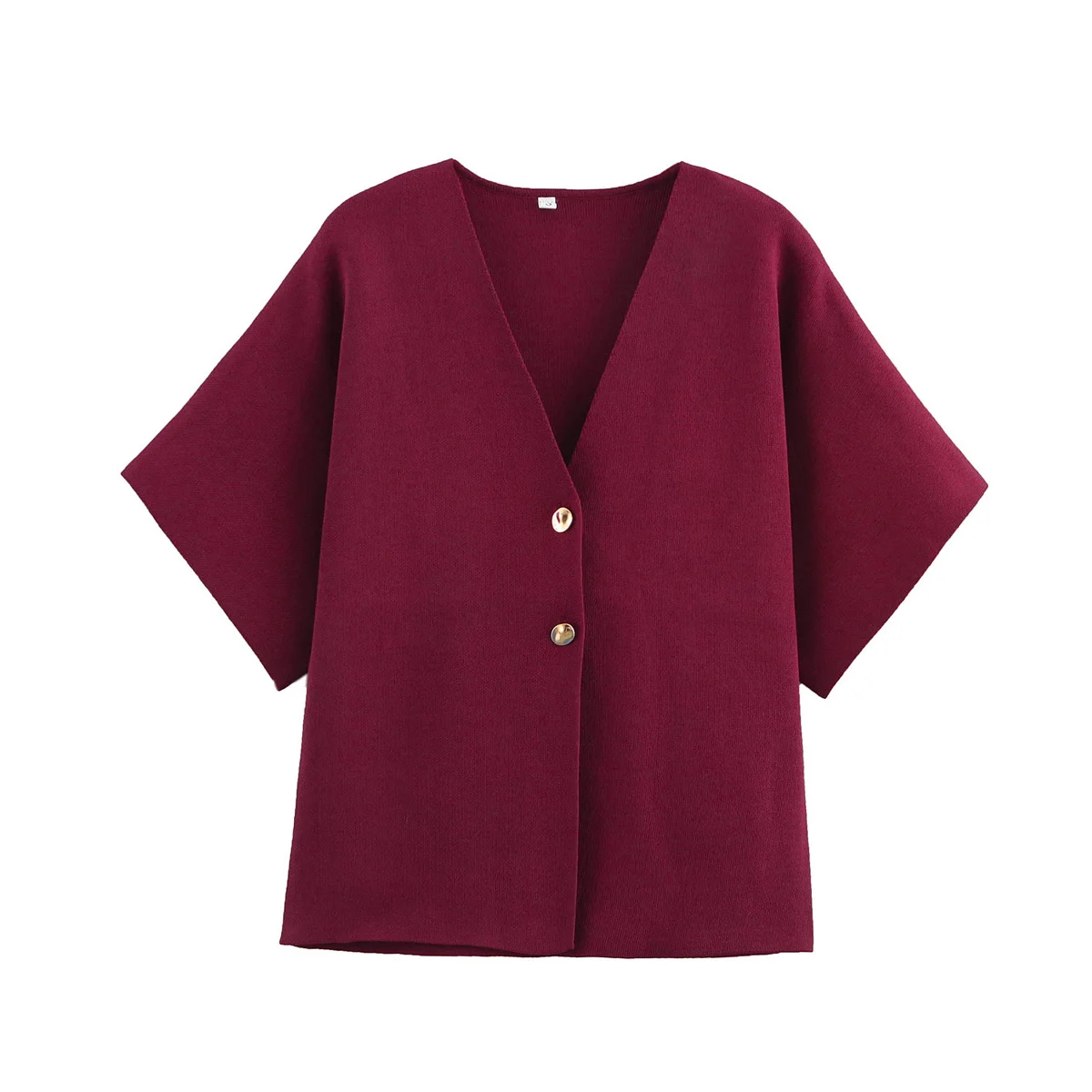 JNLEAOG Spring New Women's Faion Design Flat Needle ort Sve Knitted Sweater Straight Tube Polyester Fiber V-ne Button