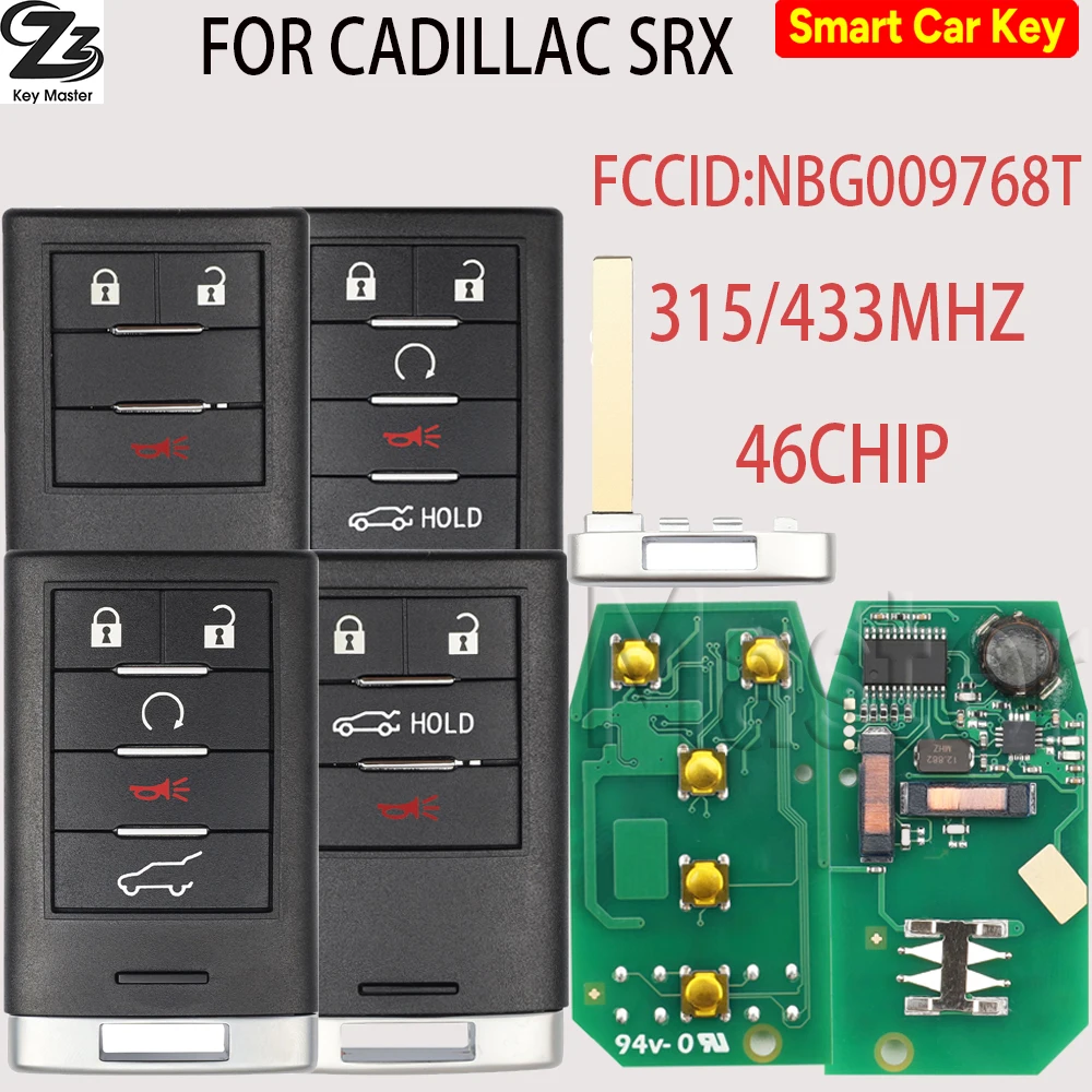 Zz 315MHz 433MHz NBG009768T 46chip Keyless Entry Fob For Cadillac ATS SRX CTS XTS DTS 2010 2011 2012 2013 2014 Smart Key
