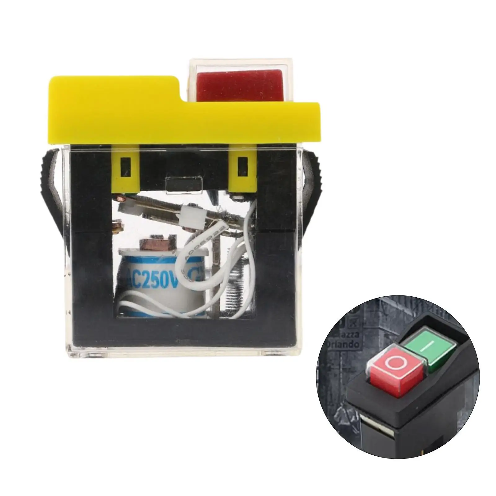 

Electromagnetic Switch 250V 6A Automatic Button Self Locking Switch Push Button Switch for Power Tool Drill Grinding Machine Saw