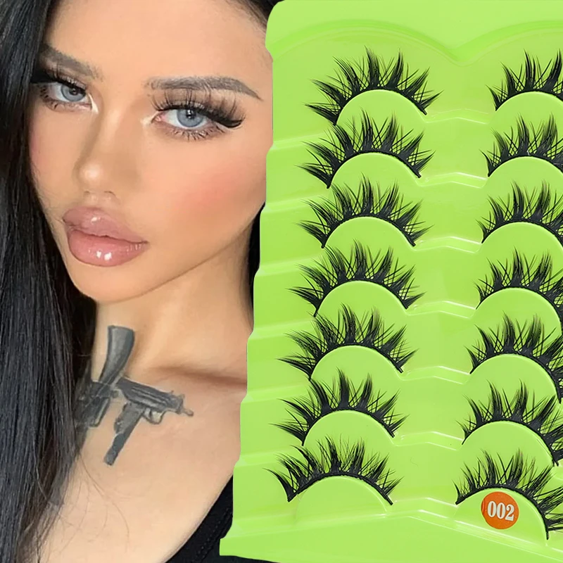 Manga Lashes 5/7 Paar gefälschte Wimpern natürliche falsche Wimpern flauschig weich Kreuz Wispy natürliche flauschige Wimpernverlängerung koreanisches Make-up