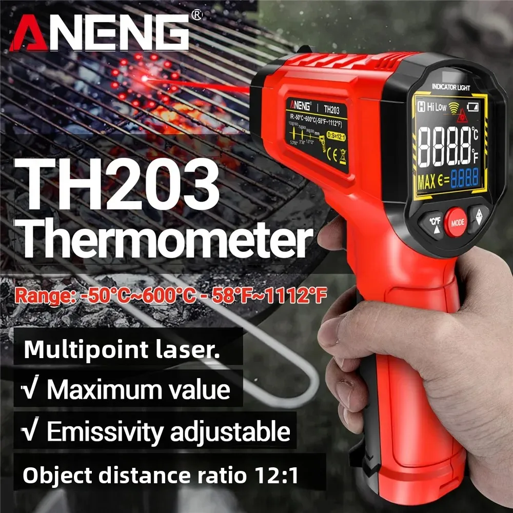 ANENG TH203 スマート工業用赤外線温度計 -50~600 ℃    メーター非接触高温計テスター IR 湿度計工業用ツール