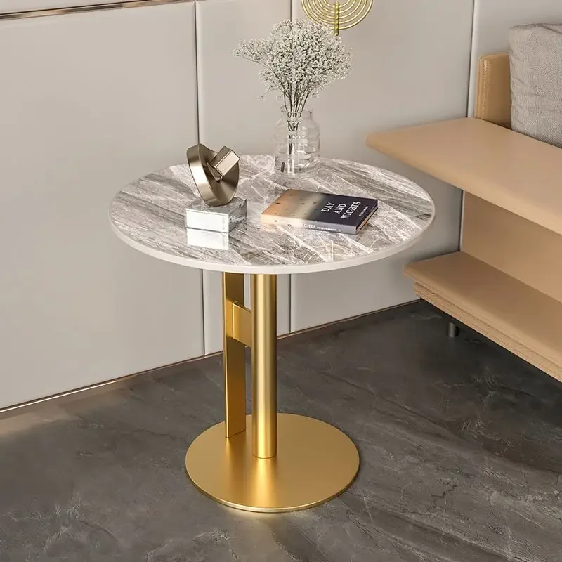 Round Sofa Side Table Light Luxury Slate Coffee Table Designer Living Room Bookshelf Furniture Nordic Modern Table image 4