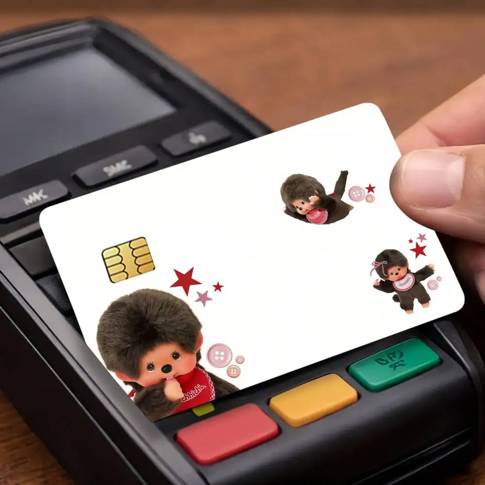 Fashion M-Monchhichi-M Credit Decorative Card Stickers Suitable For Bank Cards Metro Transit Anti-scratch Gift 4PCS