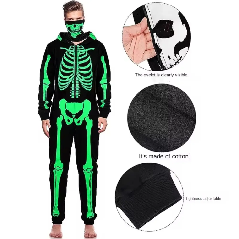 Halloween Dress Up Party Cosplay Cosplay Suit Halloween Costume Male Skeleton Bodysuit Glows At Night  Anime Cosplay