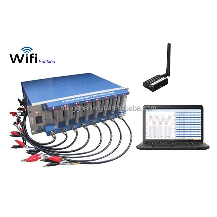 8-Channel Battery Analyzer with Cell Holder, Laptop Software for Lithium Battery(6-3000 mA, up to 5V) - BST8-3