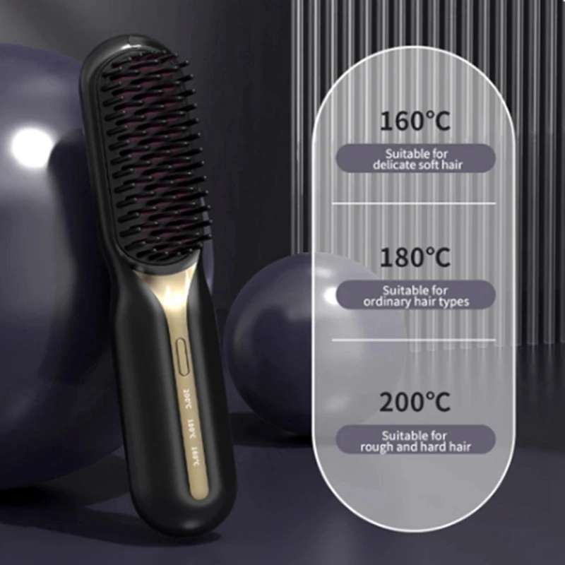 Cordless Hair Straightener Hot Heating Comb Professional Electric Brush For Hair Smoothing Iron Negative Ion Hair Care