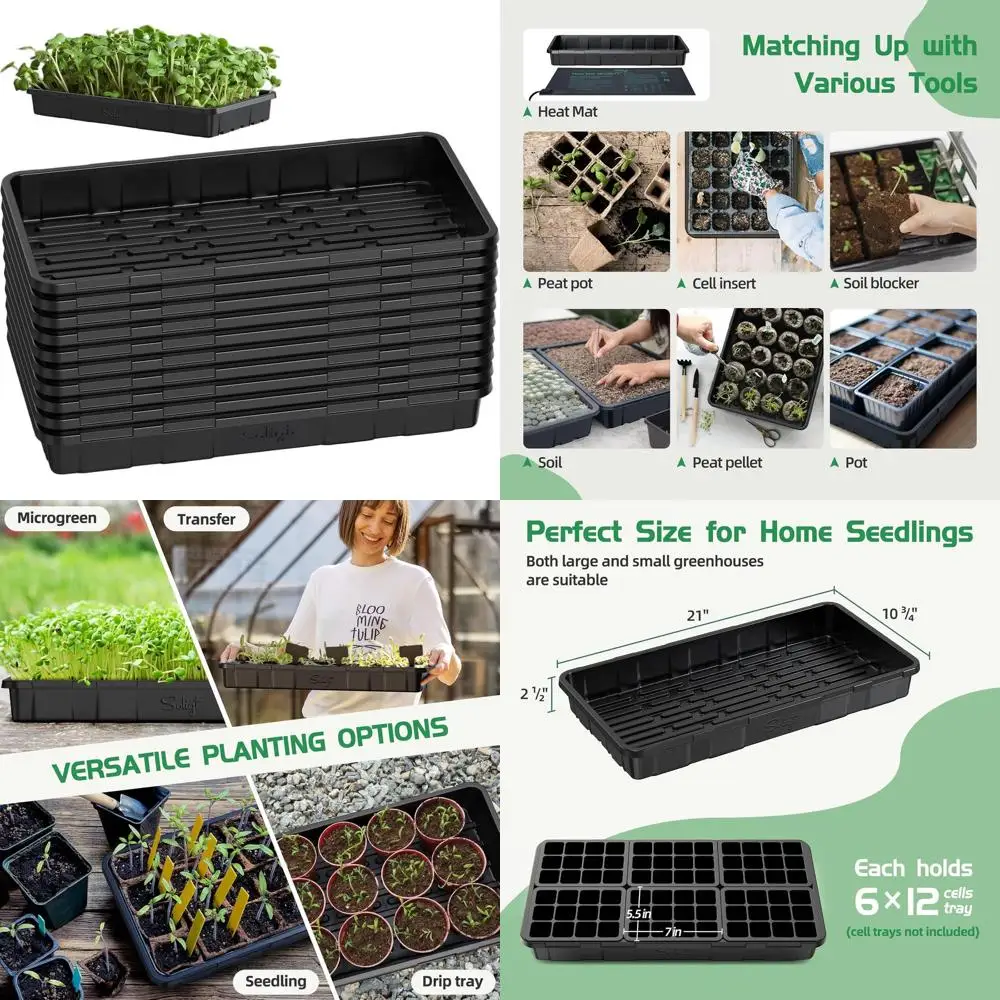 

Набор из 10 прочных лотков для проращивания семян - толстые, герметичные, многоразовые