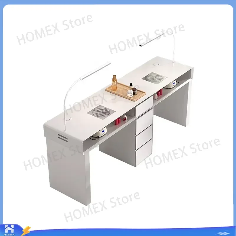 Luxury Marble Top Nail Table with LED Light Modern Nordic Manicure Desk European Aesthetic Salon Furniture Professional