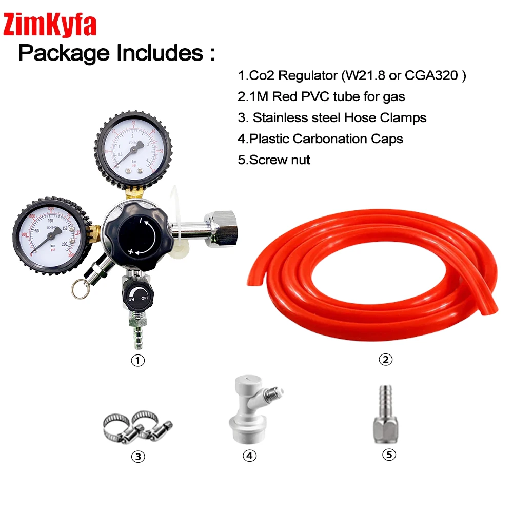 Beer Brewing Carbonation Kit Co2 Regulator kits Keg Regulator Pressure Dual Guage Regulator With Carbonation Hose