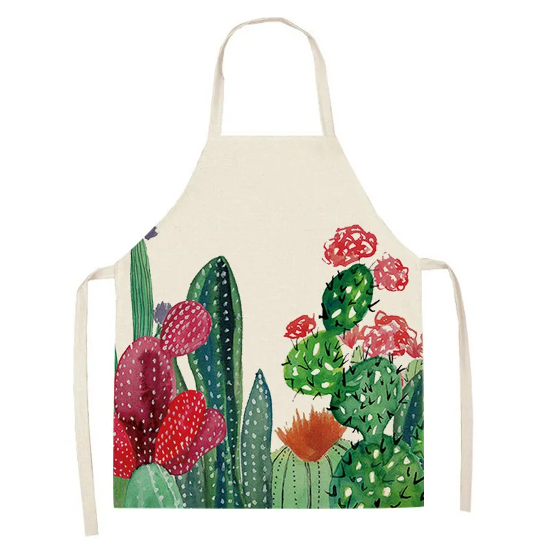 1 piece plant leaf print apron kitchen cooking baking apron home cleaning accessories unisex 68x55cm