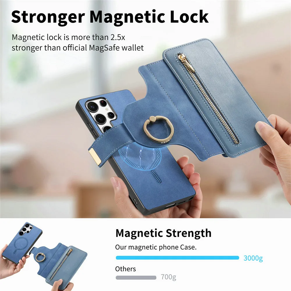 حافظة لهاتف سامسونج S25 Edge 5G 2In1 حافظة جلدية قابلة للفصل بسحاب لهاتف سامسونج جالاكسي S25 Ultra غطاء قلاب S25 S 25 Plus Funda #3