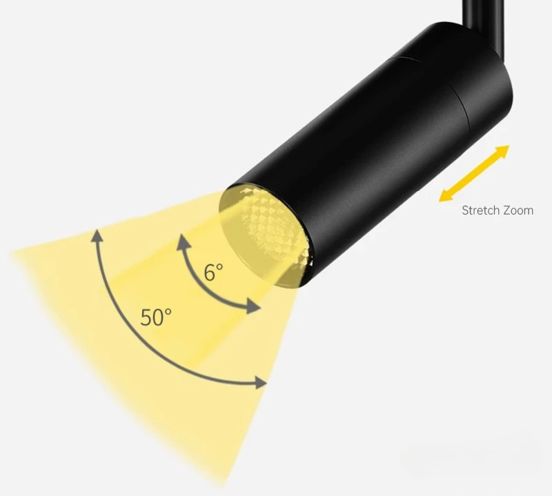 OEM Custom Modern Dimmable Aluminum Track Spotlight with High CRI 97 Zoomable 10W COB Lighting
