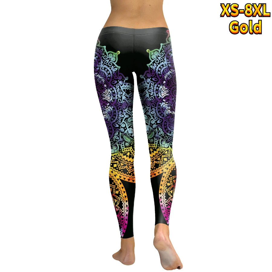 Women\'s Basic Rotating Pattern Printed Yoga Pants Elastic Yoga Leggings Gym Jogging Fitness Clothes Quick Dry Slim Pants XS-8XL