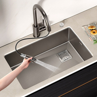 Large Single Slot Digital Display Stainless Steel Kitchen Sink Vegetable Washing Basin Nano Handmade Sink Kitchen Accessories