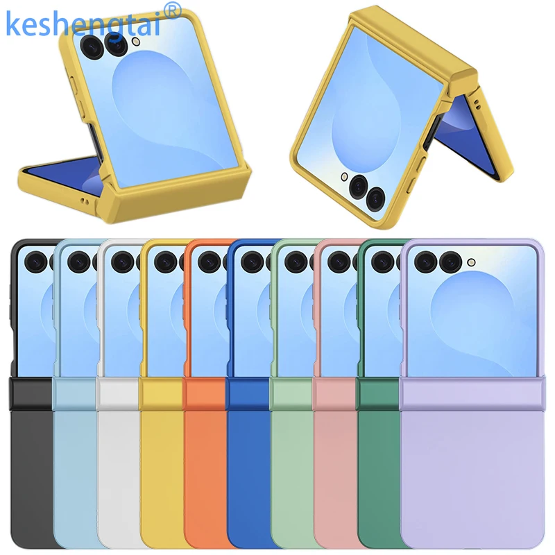 Candy Colored Phone Case with Hinge Hard PC Back Cover Protective Shell for Samsung Galaxy Z Flip 7 7FE 6 5 4 3 5G
