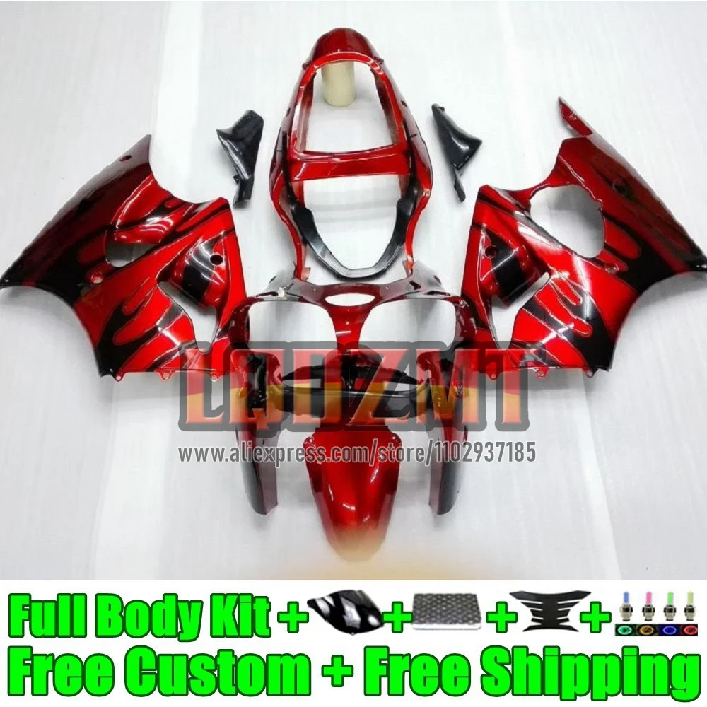 Injection Frame For KAWASAKI NINJA ZX 6R 636 CC 6 R 35No.6 black flames ZX636 ZX-6R ZX6R 2000 2001 2002 ZX-636 00 01 02 Fairing