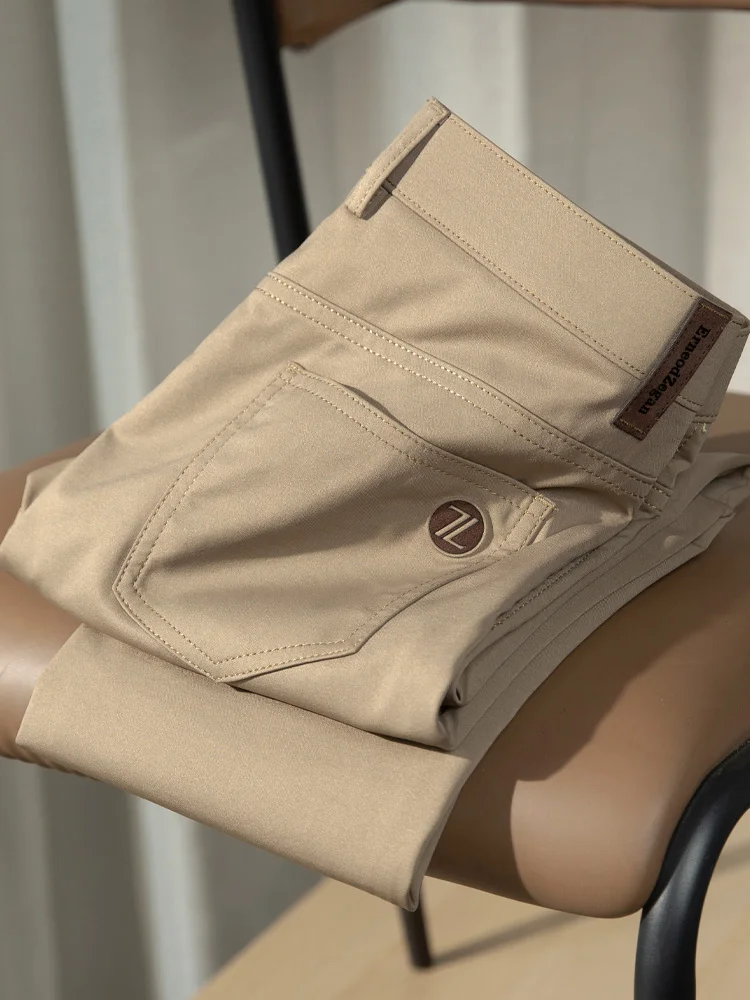 

Летние тонкие мужские повседневные брюки Soloona из ледяного шелка, приталенные, прямого кроя, длинные, дышащие, легкие, из полиэстера