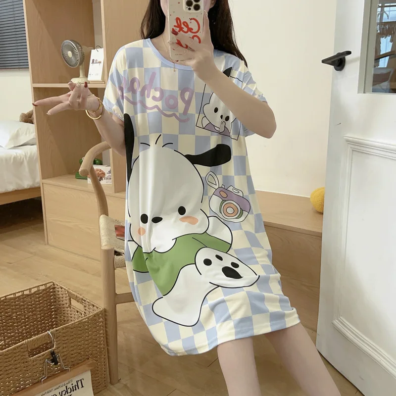 

Anime Cinnamoroll Children's Pajamas Kawaii Nightgown Cute Nightdress Short-Sleeve Sleepwear Dress Girl Gift Nightwear