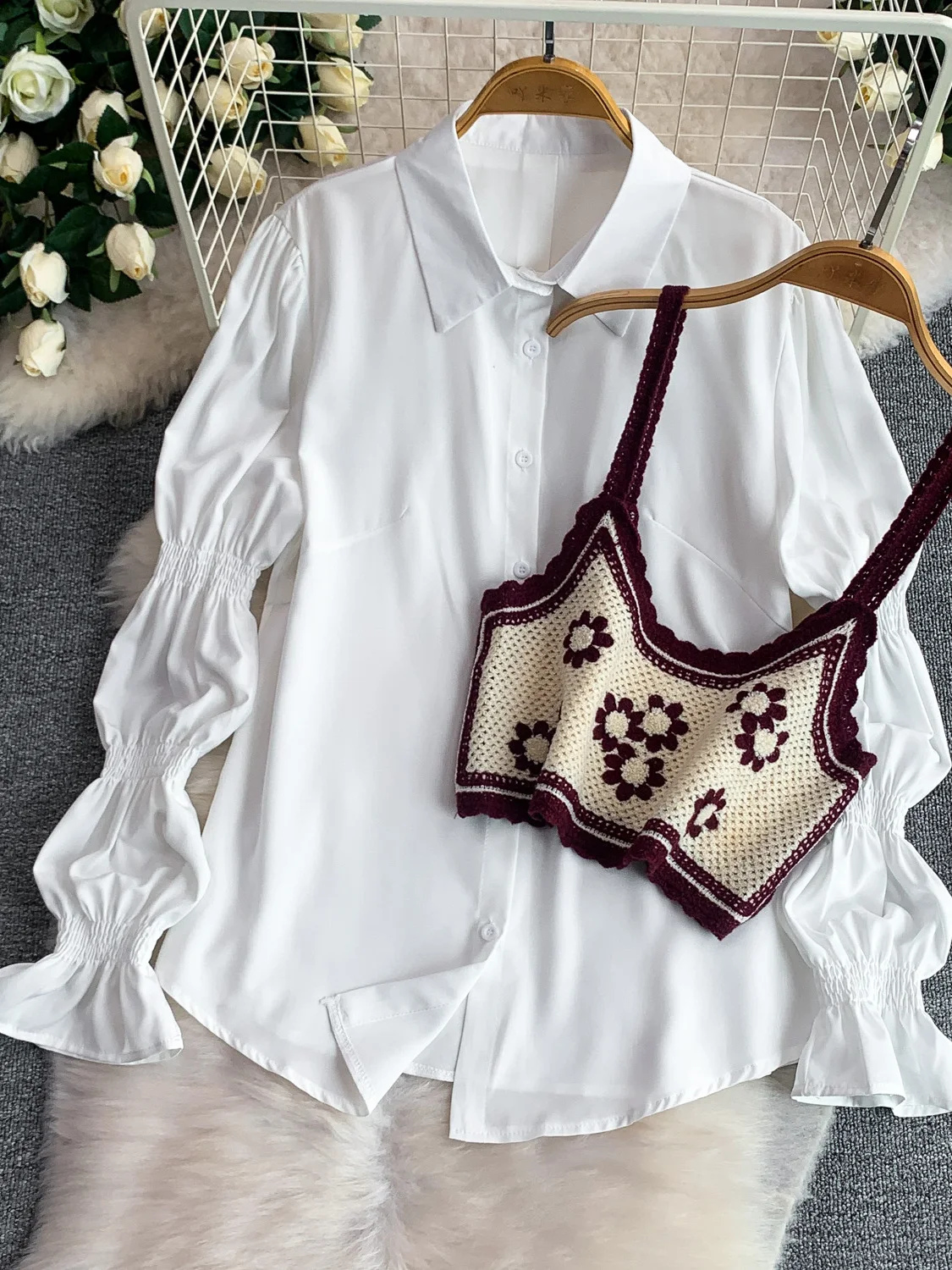 

Commute Style Women's Loose Fit Long Sleeve Lantern Sleeve Knit Shirt Sweet Slimming Vacation Style Hook Knit Cardigan