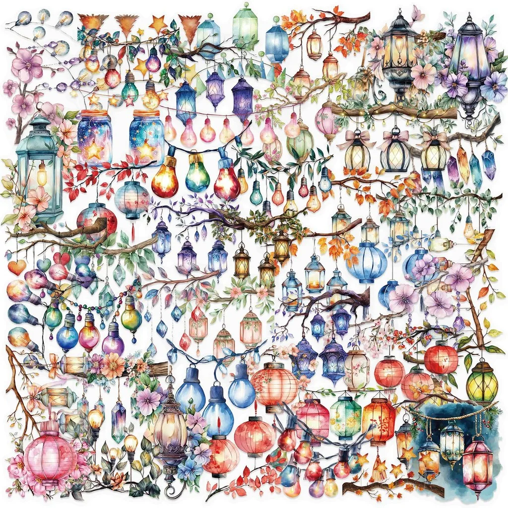 50PCS Transparent INS "Dimming Lights" Sticker Pack - Waterproof PET for Scrapbooking, Guitar BulingBulingStickers Store