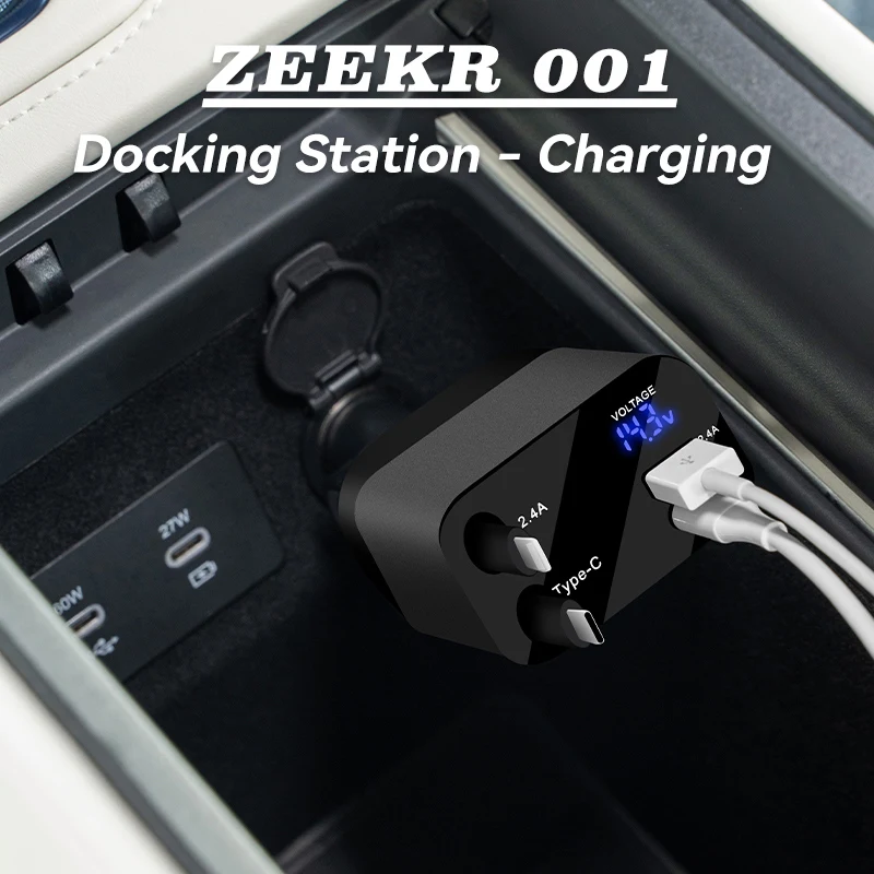 

For ZEEKR 001 central control docking station cigarette lighter Apple Huawei car charger cable adapter expansion accessories