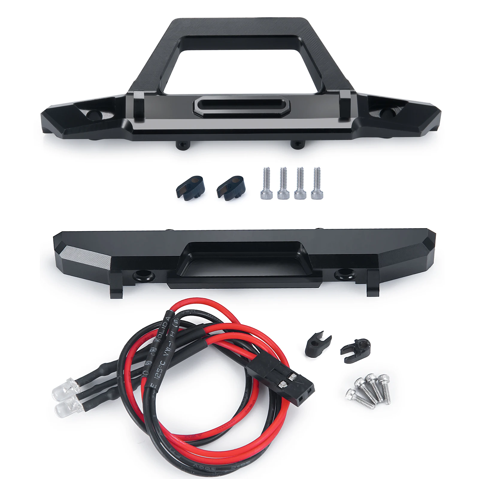 MIBIDAO Metal Front Rear Bumper with LED Light for Axial SCX24 AXI00002 JEEP Wrangler 1/24 RC Crawler Car Model Upgrade Parts
