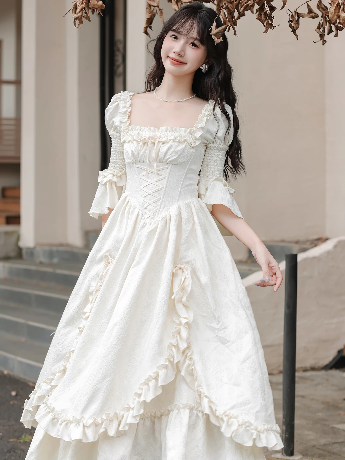 Treat Ürself vintage princess long dress Grey Bow Tie Vintage Ball 
