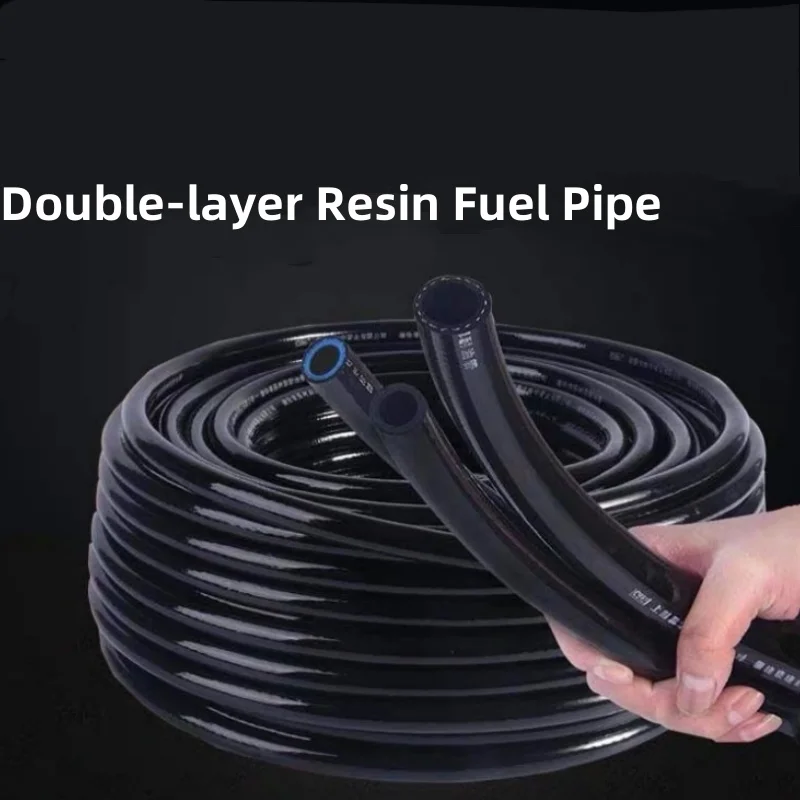 

1M Double-layer Resin Oil Pipe Fuel Tube Oil-resistant Wire-clamping Tubing Petrol Hose Diesel Pipeline Black Core 6~14mm