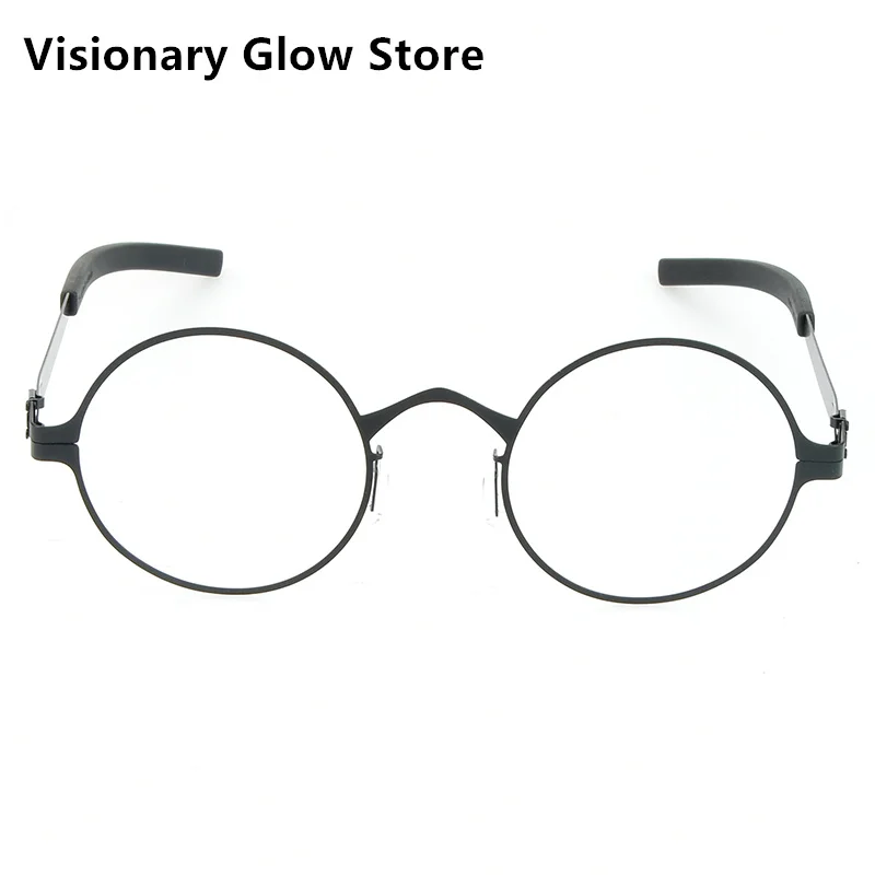 

Denmark Small Round Screwless Thin Steel Frame Ultra-light Men Retro Full Frames Germany Design Women Eyeglasses Spectaclespluto