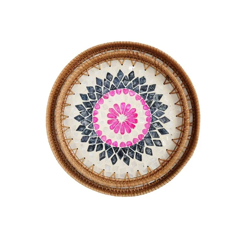 

Handmade rattan tray, fruit tray, household coffee table storage frame
