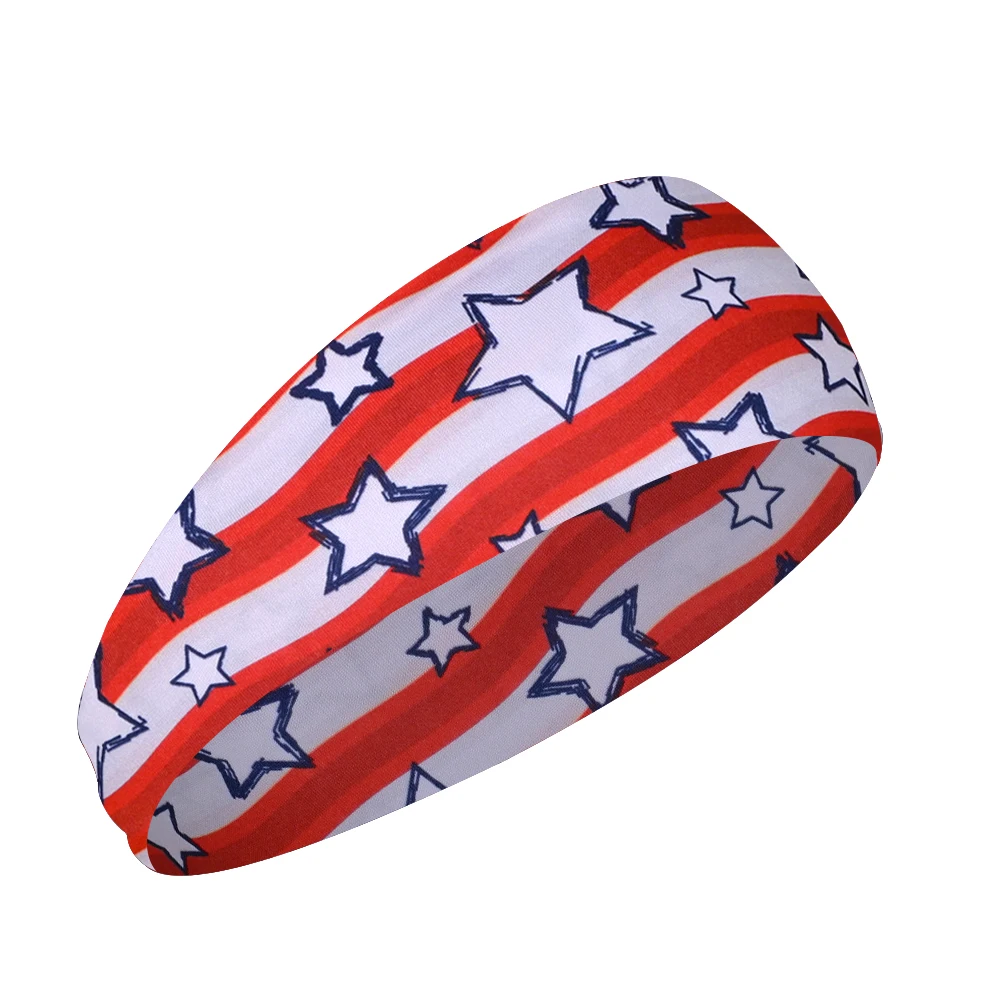 Men Women US Flag Headband Elastic Yoga Hair Band For Volleyball Cycling Fitness Tennis Independence Day Headwraps Sweatband