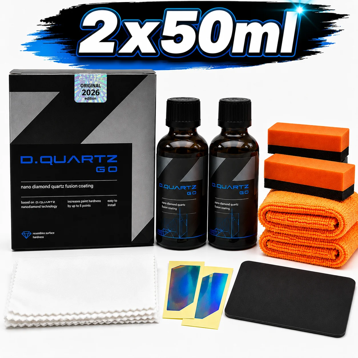 DQUARTZ GO  Kit Nano Diamond Quartz Fusion Ceramic Coating for Car Care Enhanced Protection Gloss Increase Surface Hardness