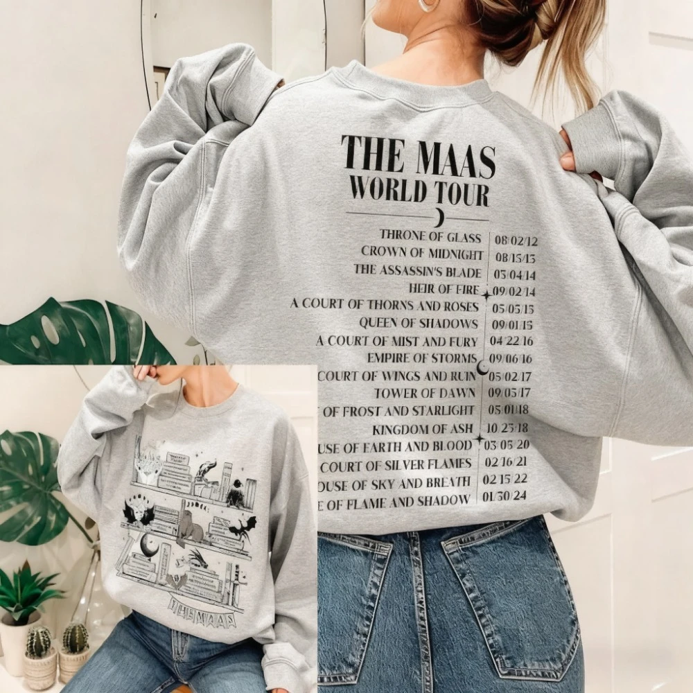 Sarah J. Maas Eras Tour HoodieThe Mass Tour Pullover Acotar Hoodie Unisex Long Sleeve Hoodie Streetwear Harajuku Pullover