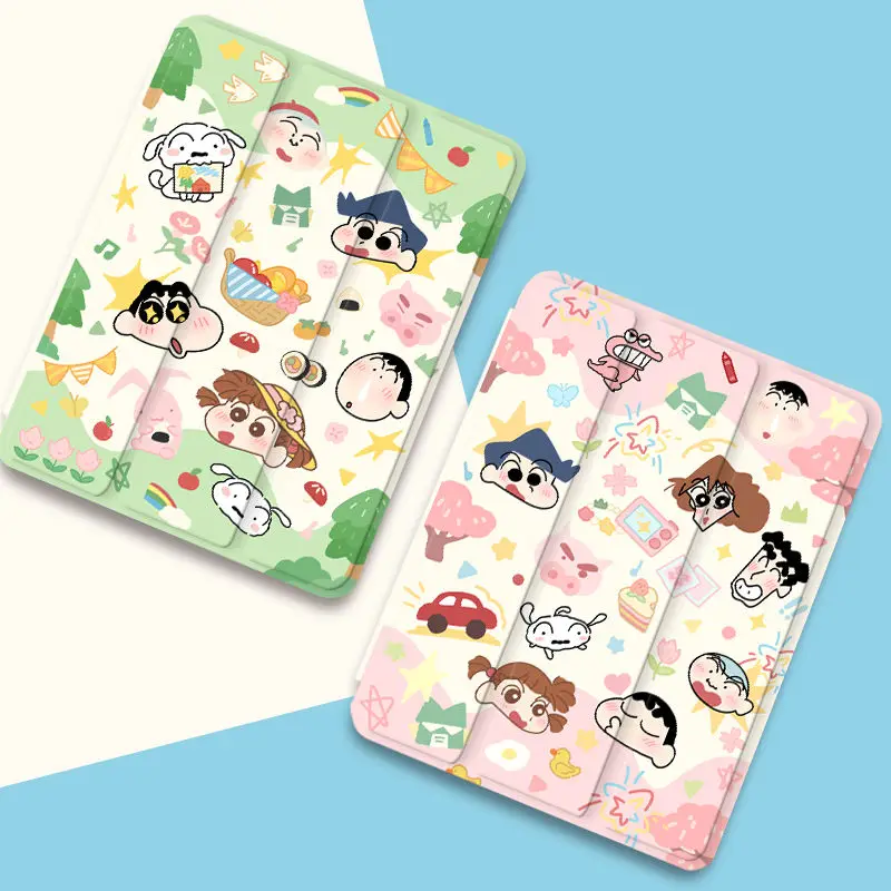 Kawaii Crayon Shin-chan Smart Cover Anime Lovely Cartoon Silica Gel Anti Fall Measures Applicable To IPad 9 10th Ipadpro Air4 5